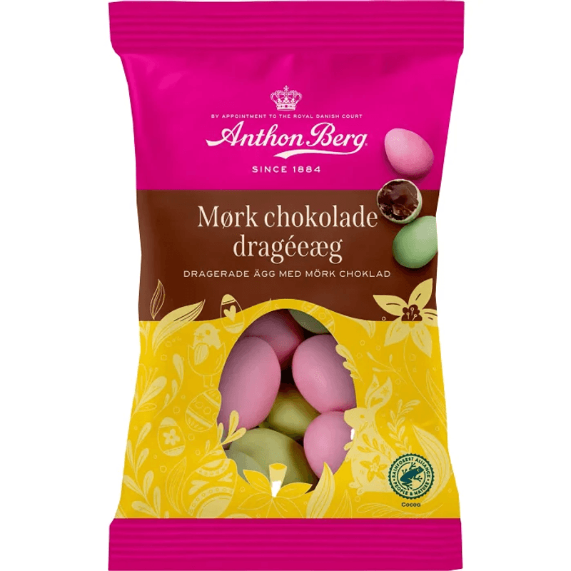 Anthon Berg Sjokoladeegg med drageovertrekk 80g, 36 stk pr kartong