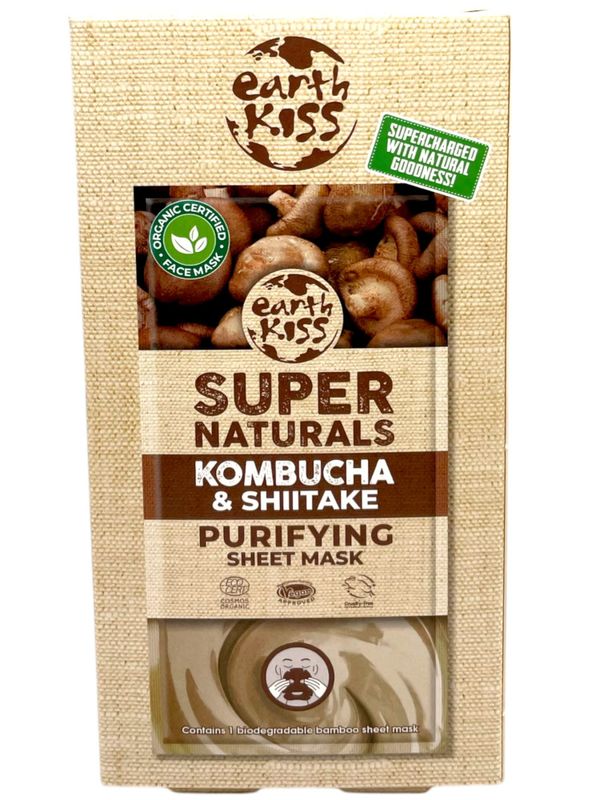 Ansiktsmaske Earth Kiss Kambucha & Shiitake, 96stk pr kartong